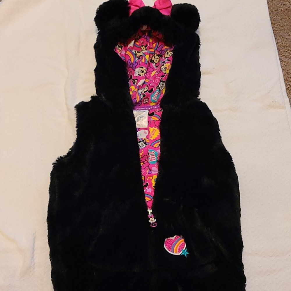 Disney Girls faux black vest